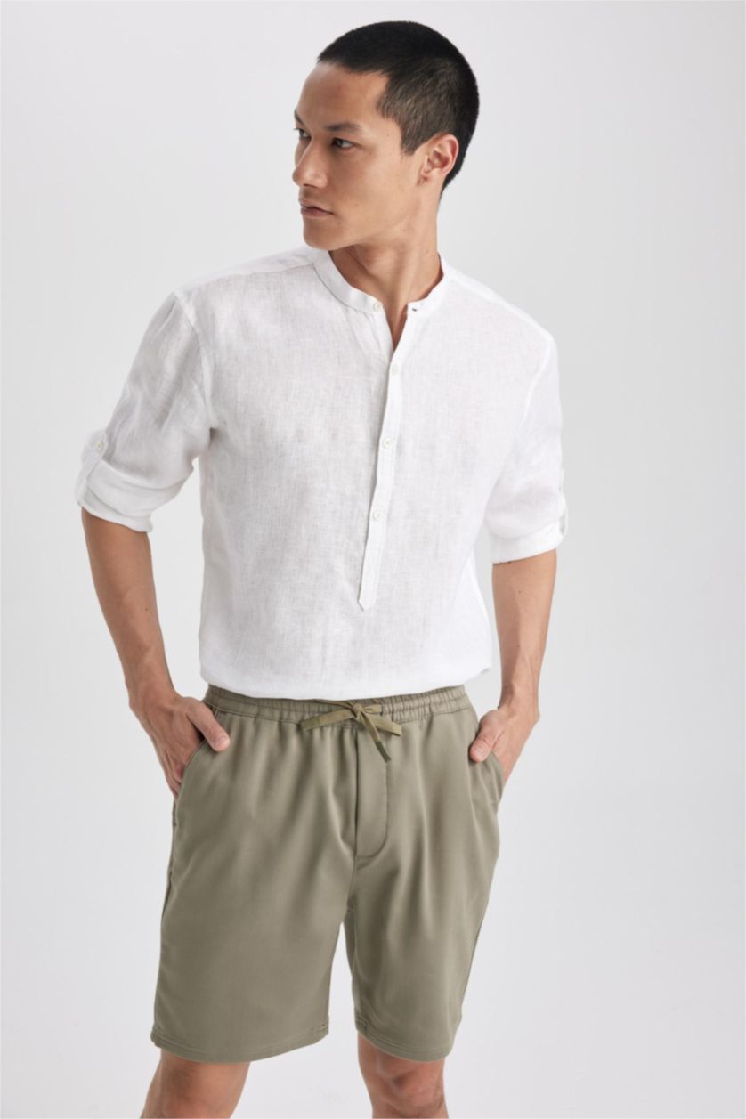 HOMME Blanc Chemise Coton Coupe Moderne à  Manches Longues