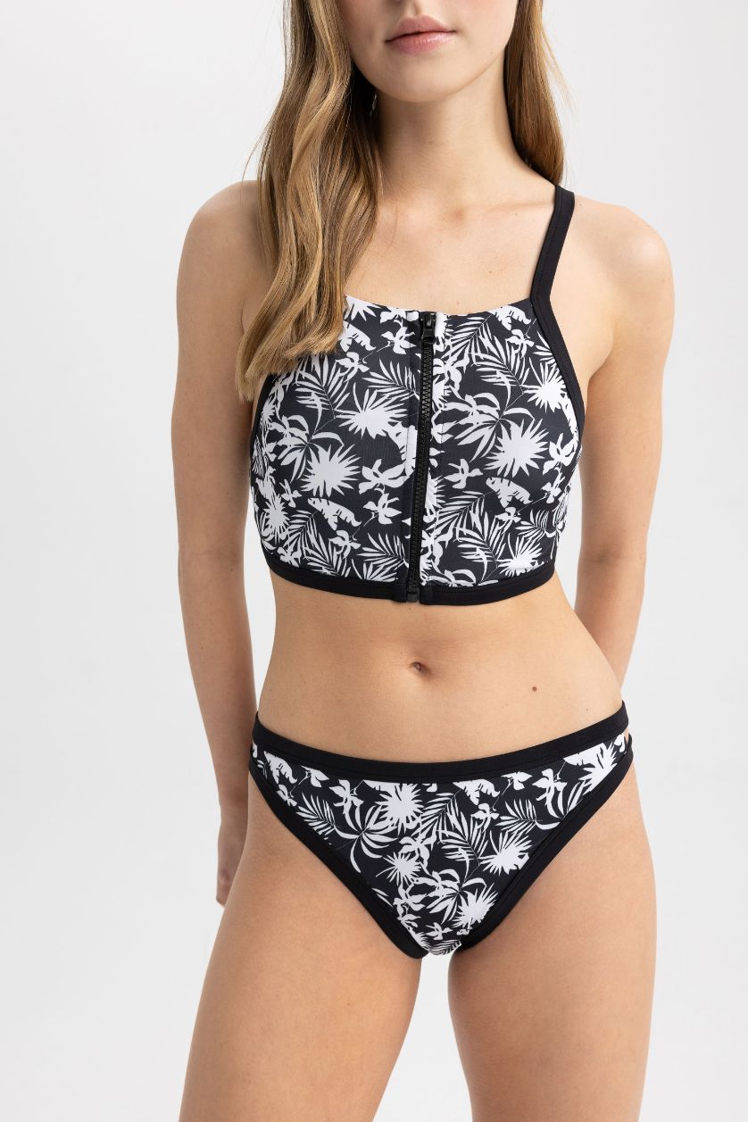 Kadın Siyah DeFactoFit Sörfçü Bel Lastik Detaylı Bikini Altı