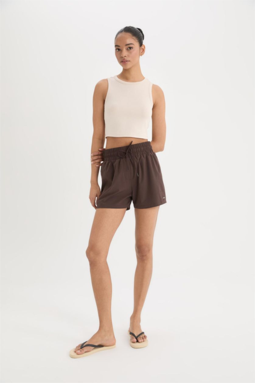 WOMAN Brown DeFactoFit Standard Fit Flexible Textured Swim Shorts