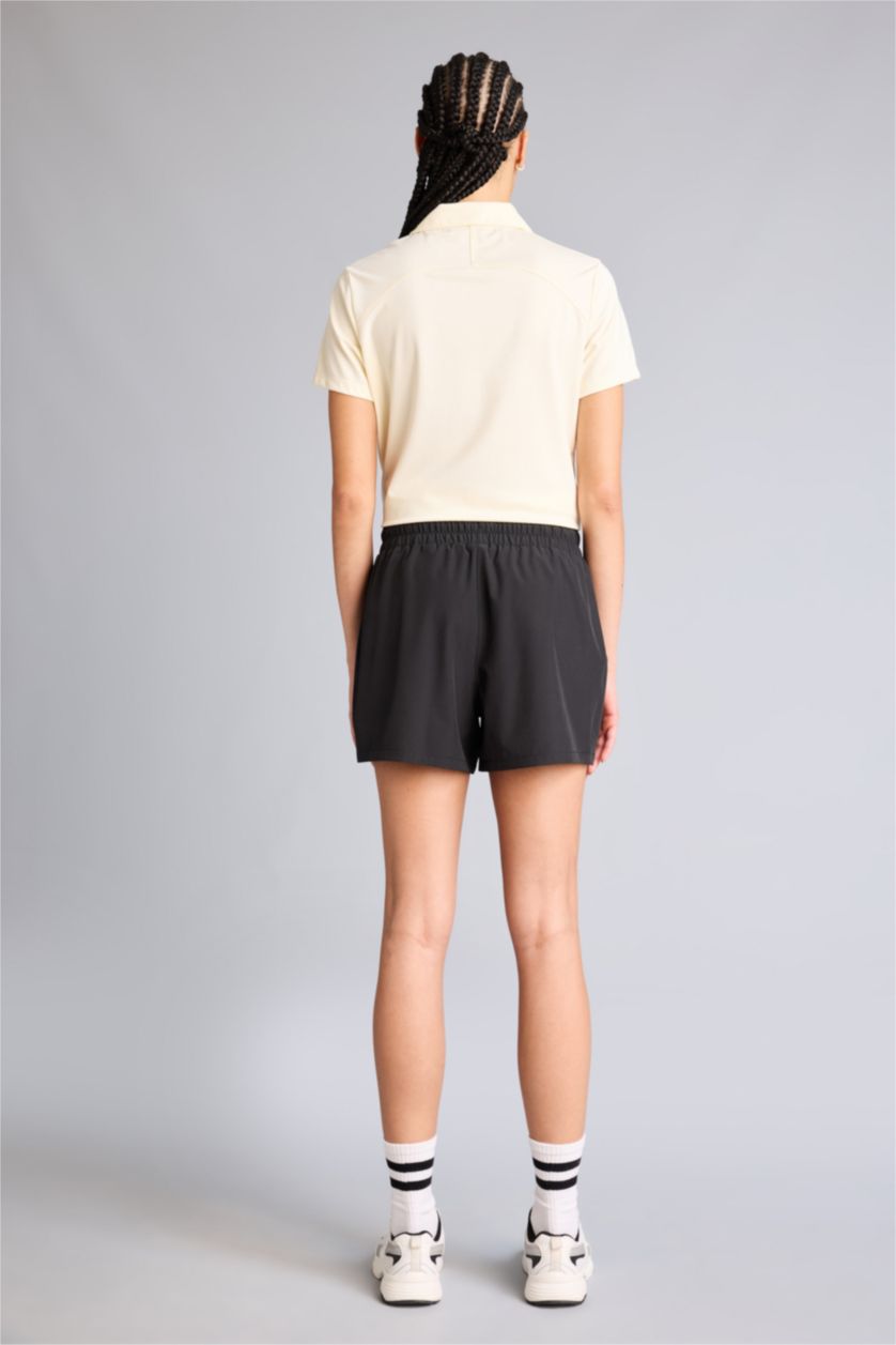 نساء أسود شورت سباحة قصة عادية بخصر مطاطي