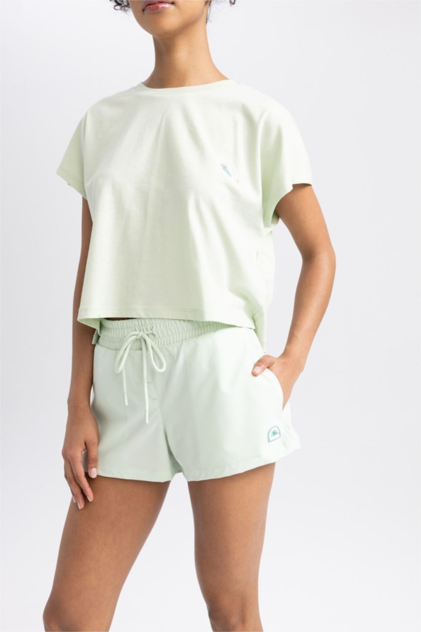 WOMAN Mint DeFactoFit Slim Fit Stretchy Textured Swimming Shorts