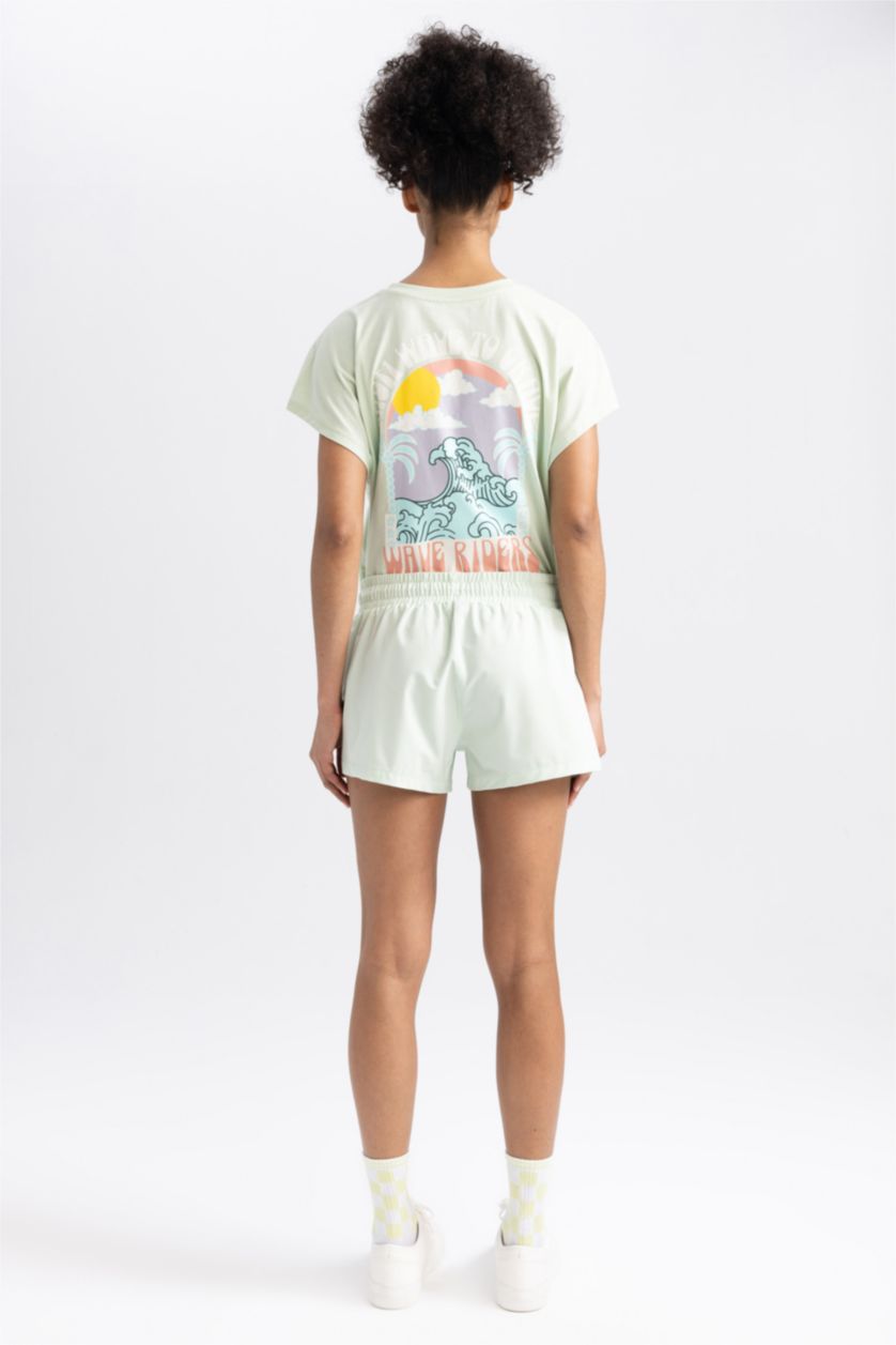 WOMAN Mint DeFactoFit Slim Fit Stretchy Textured Swimming Shorts