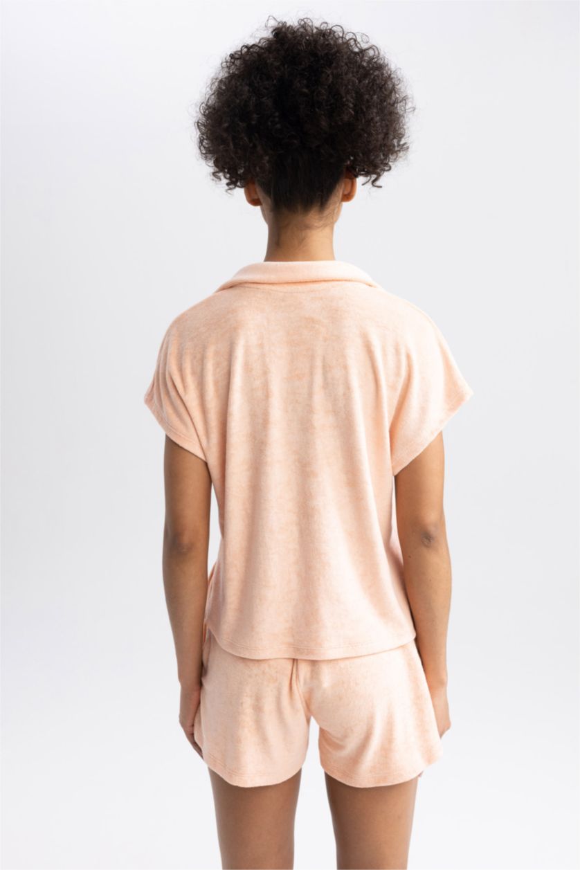 WOMAN Salmon Polo Neck Sports Short Sleeve T-Shirt