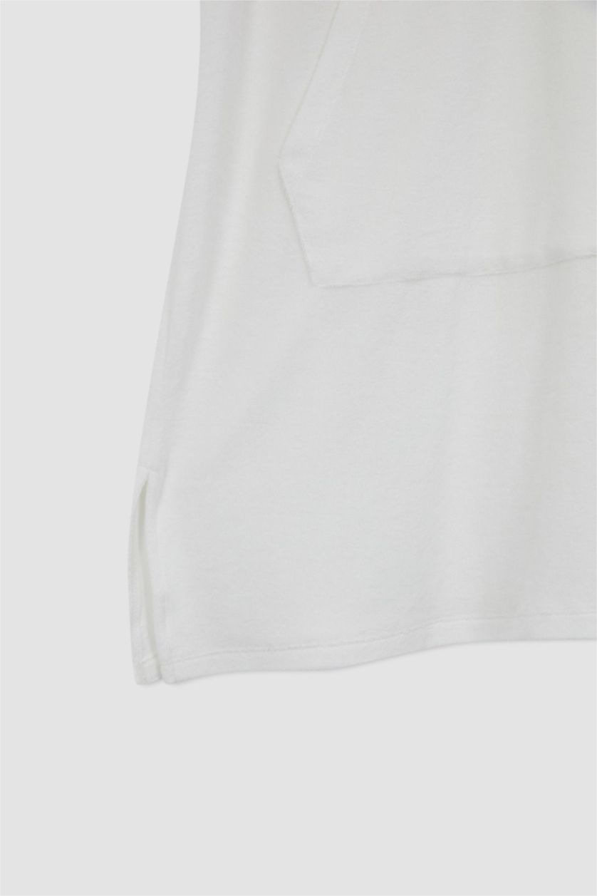 نساء بيج فاتح فستان من قماش المنشفة قصة عادية بدون كم بغطاء للرأس