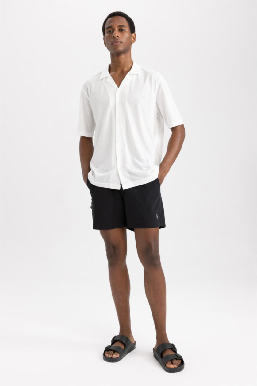 Erkek Ekru DeFactoFit Oversize Fit Apaş Yaka Sporcu Tişört