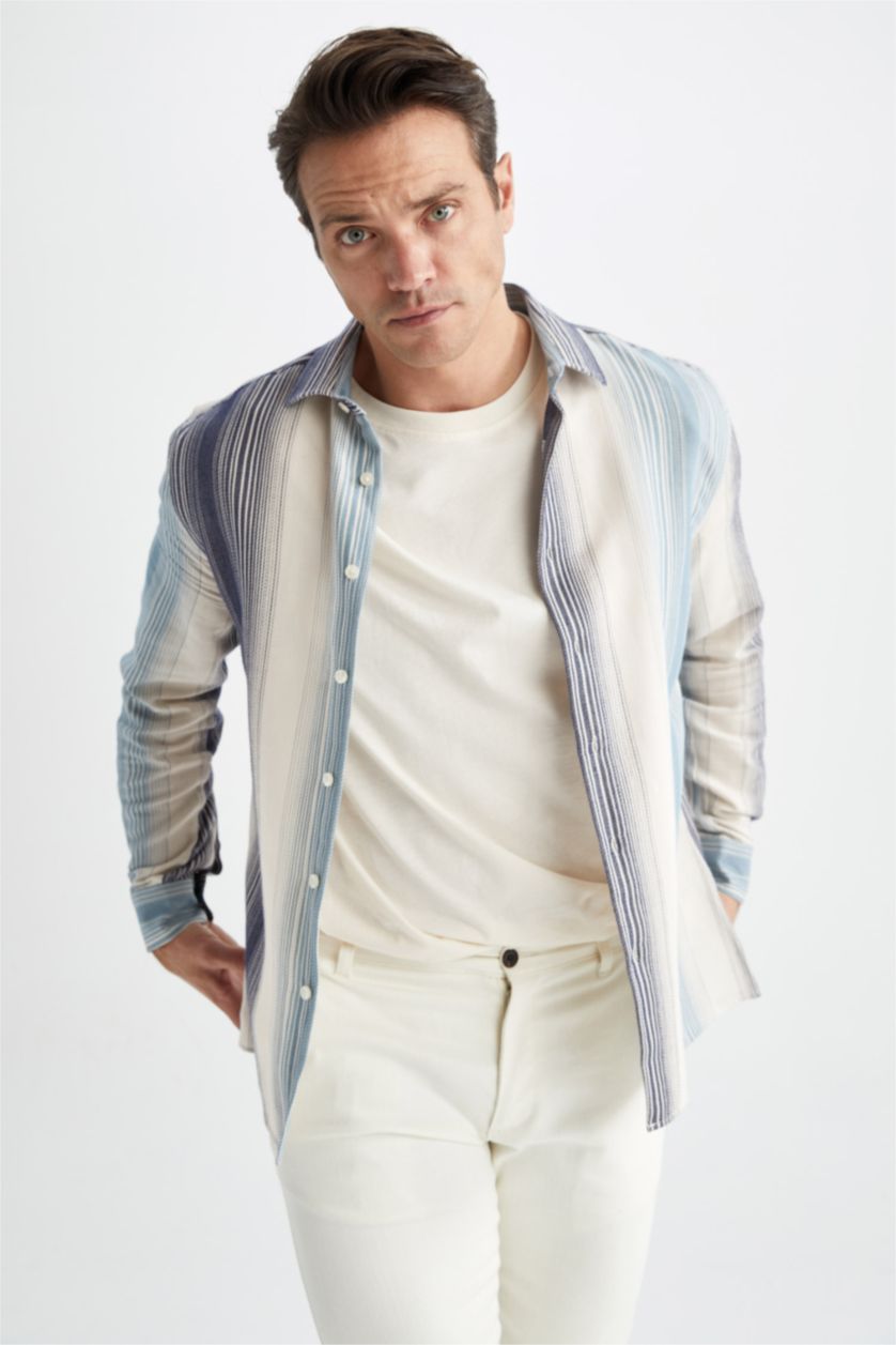 HOMME Blanc Chemise à manches longues coupe moderne