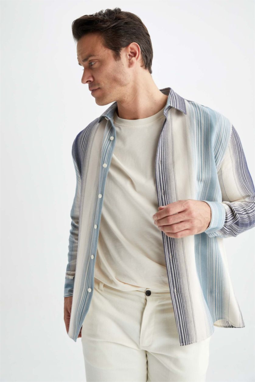 HOMME Blanc Chemise à manches longues coupe moderne