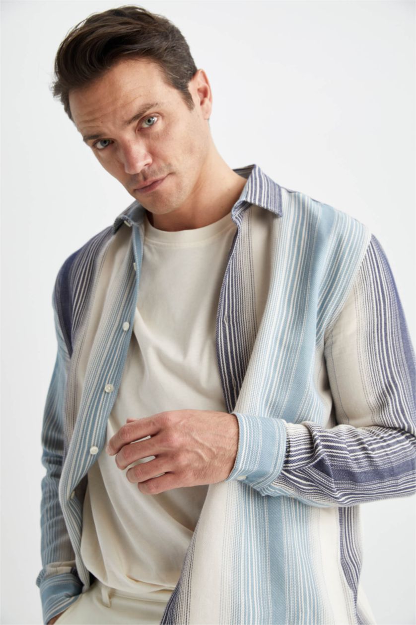 HOMME Blanc Chemise à manches longues coupe moderne