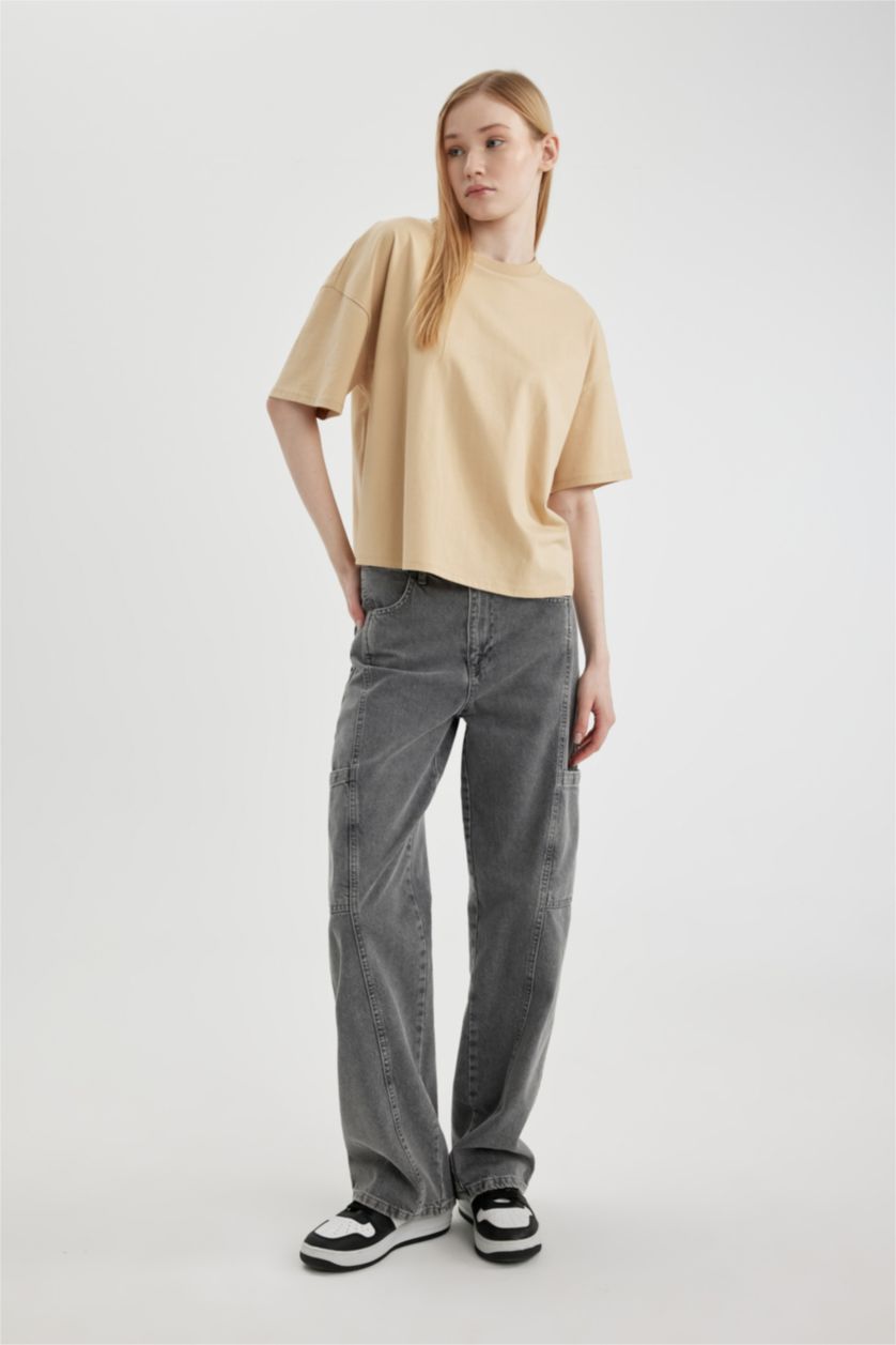 Woman Sand Loose Fit Short Sleeve T-Shirt