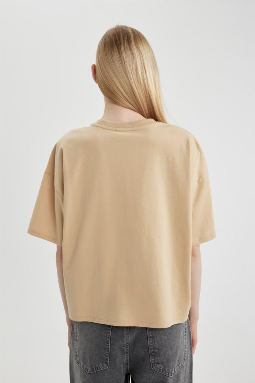 Woman Sand Loose Fit Short Sleeve T-Shirt