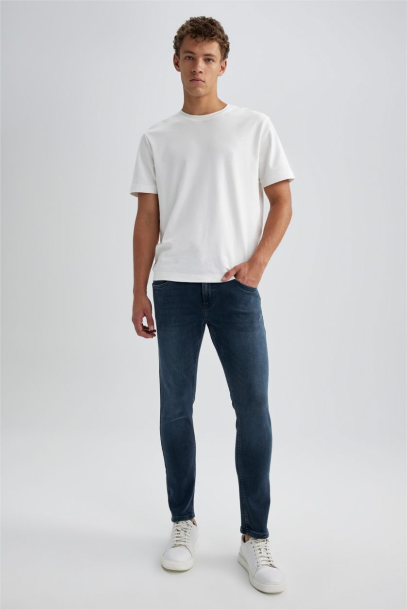 رجال أسود أزرق بنطلون جينز بقصة ضيقة مريحة