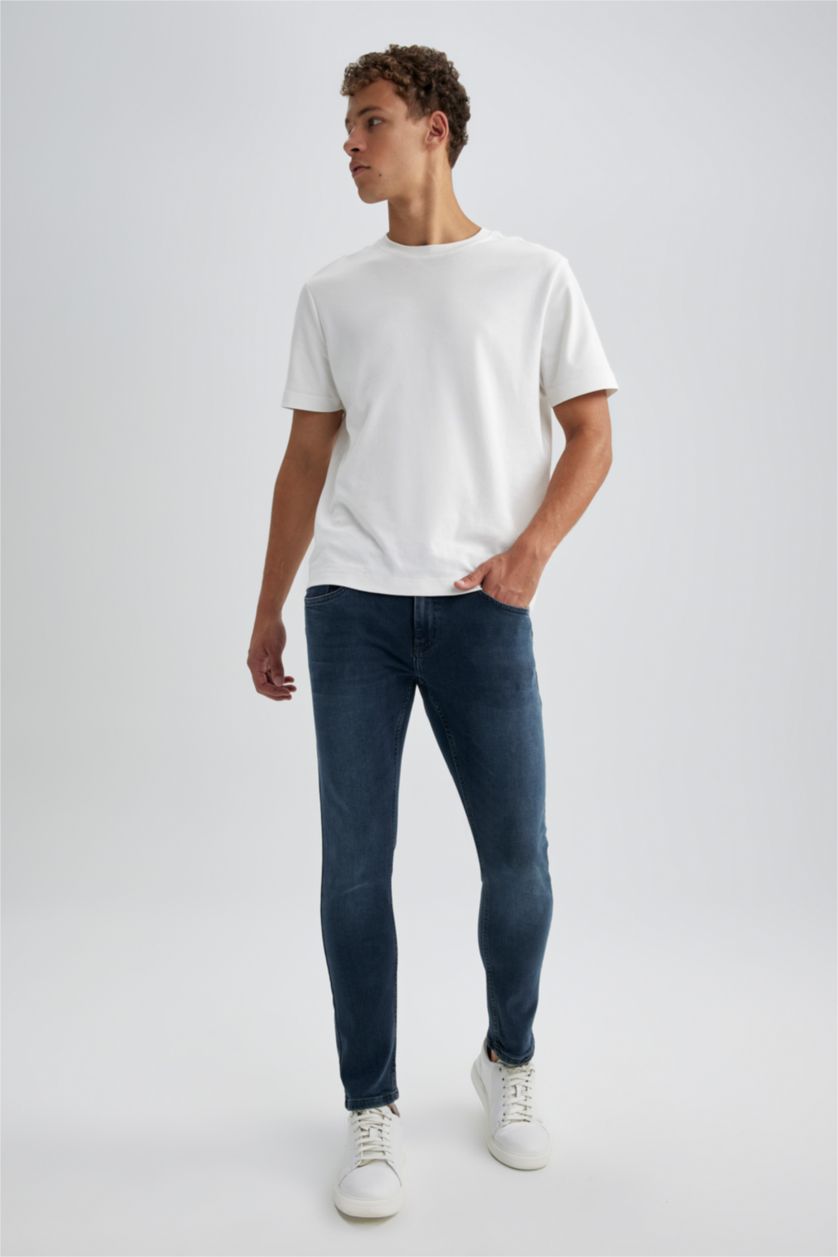 رجال أسود أزرق بنطلون جينز بقصة ضيقة مريحة