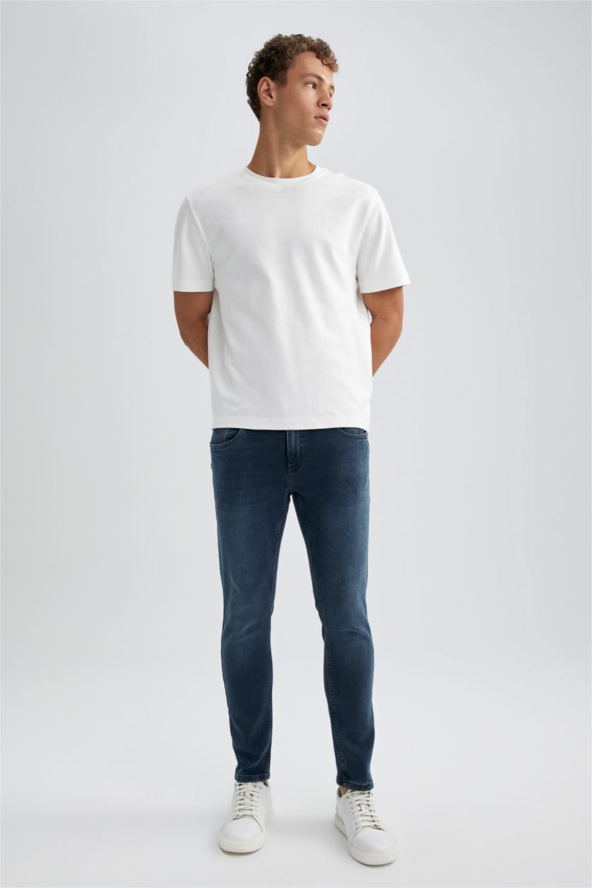 رجال أسود أزرق بنطلون جينز بقصة ضيقة مريحة