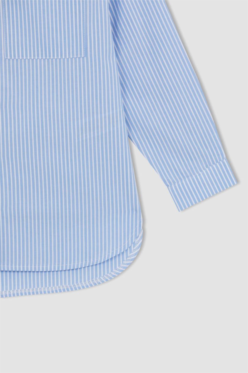 Kız Çocuk - Genç Kız Mavi Kız Çocuk Oversize Poplin Uzun Kollu Gömlek