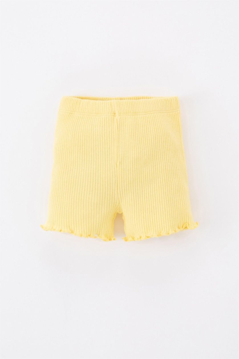 BÉBÉ FILLE Jaune Ensemble 2 Pièces En Tricot Fleuri À Col Ras Du Cou Coupe Classique