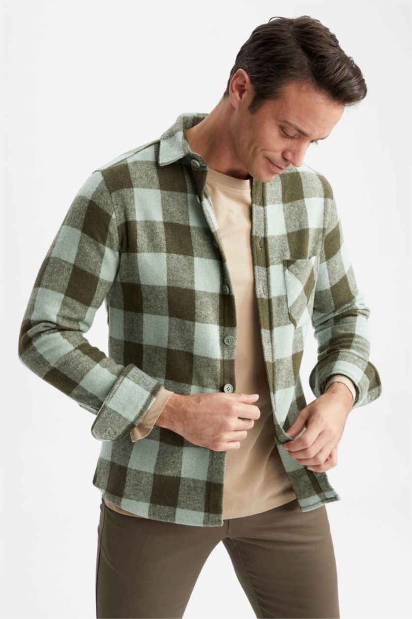 HOMME Vert Chemise À Manches Longues Pour Hommes