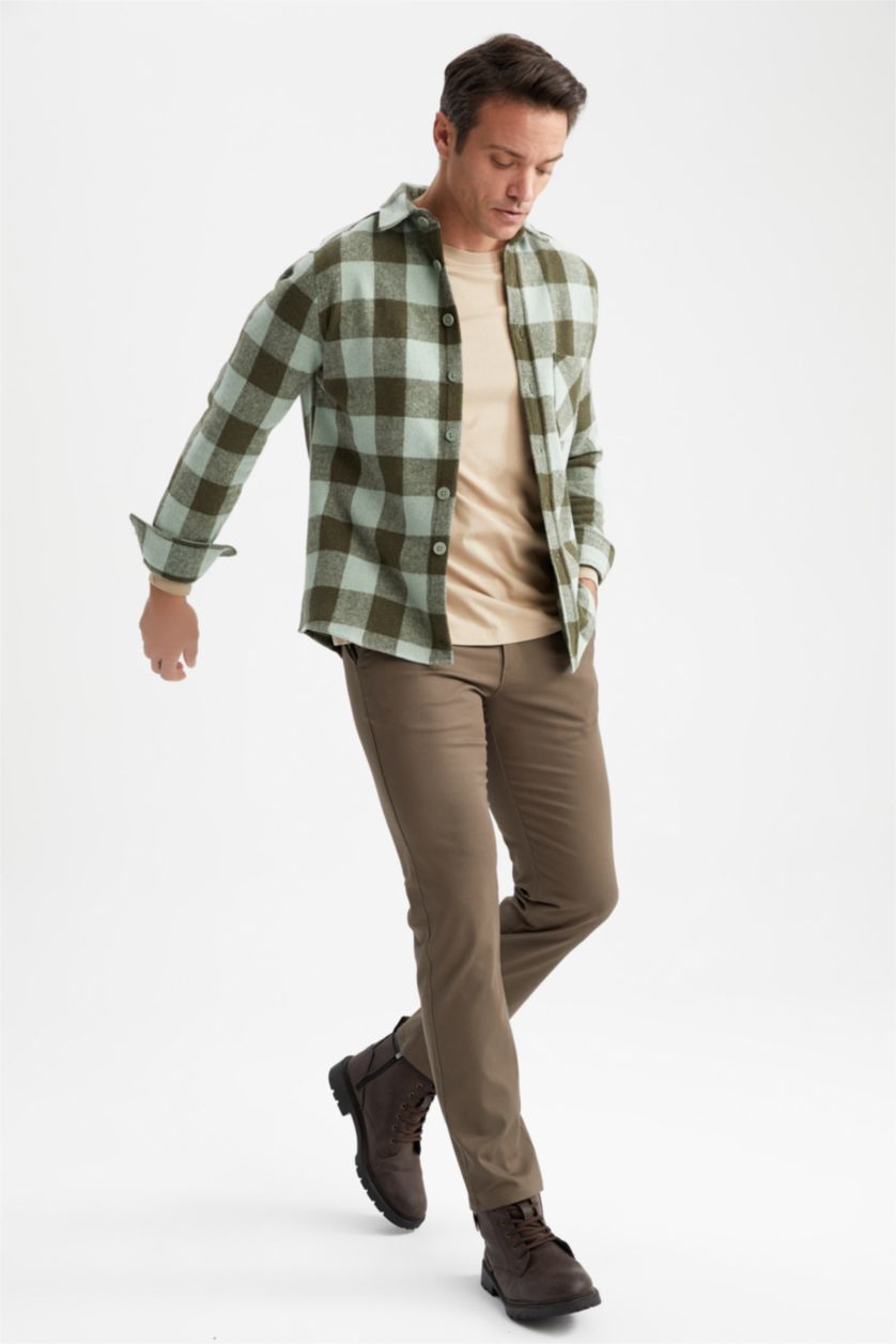 HOMME Vert Chemise À Manches Longues Pour Hommes