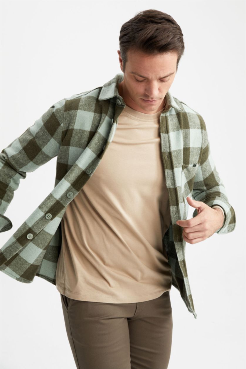 HOMME Vert Chemise À Manches Longues Pour Hommes