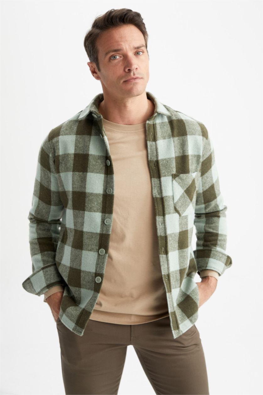 HOMME Vert Chemise À Manches Longues Pour Hommes