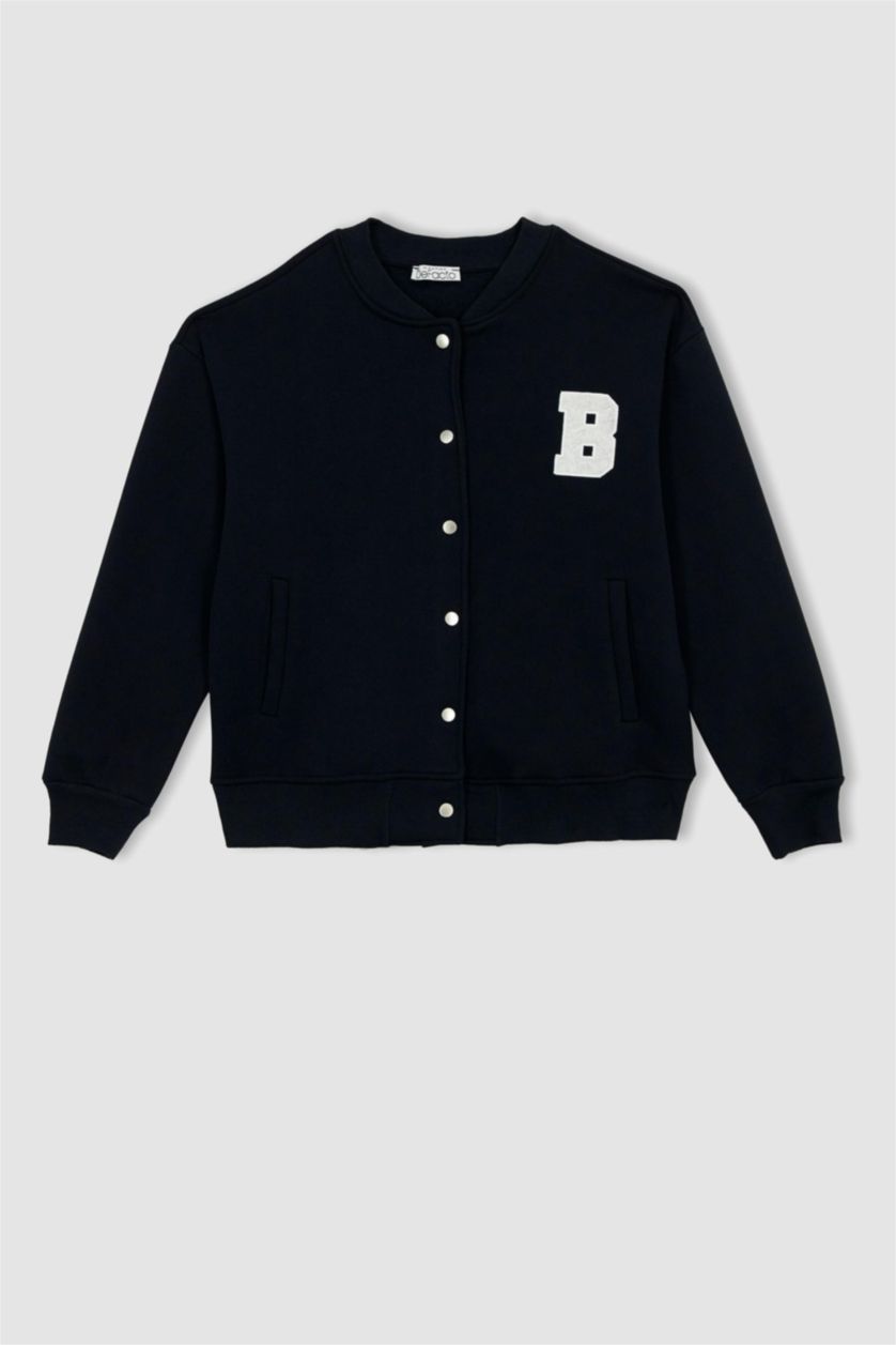 Kadın Lacivert Baskılı Bomber Ceket