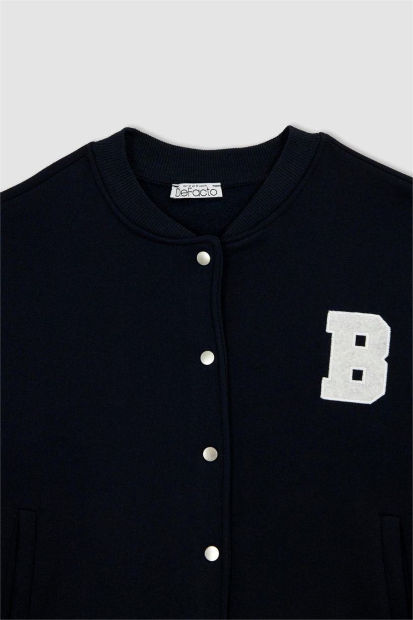 Kadın Lacivert Baskılı Bomber Ceket