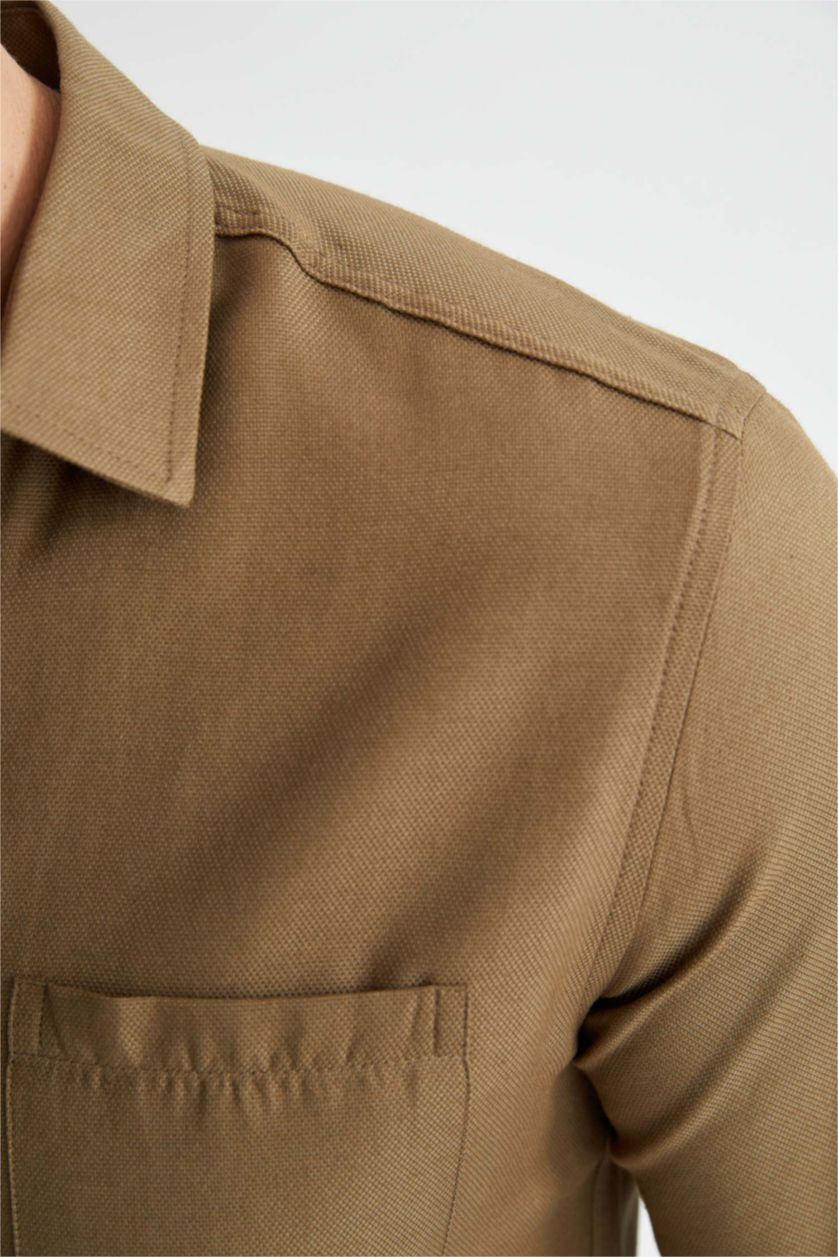 HOMME Marron Clair Chemise à manches longues coupe moderne