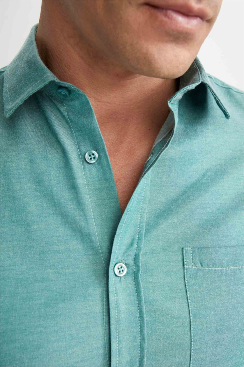 HOMME Vert Coupe Moderne Chemises à manches longues