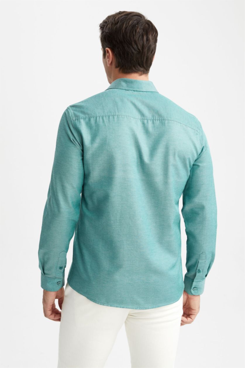 HOMME Vert Coupe Moderne Chemises à manches longues