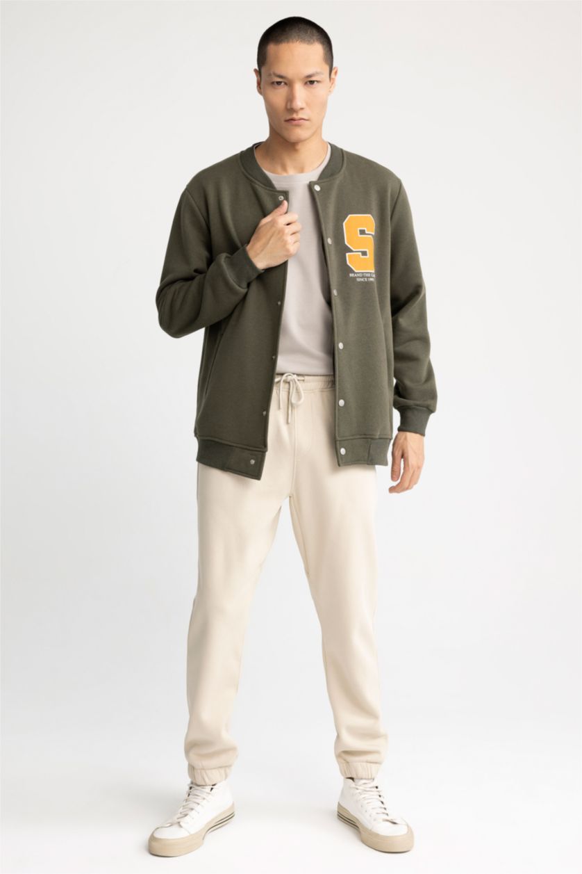 HOMME Kaki Bomber cardigan style collège coupe régulière