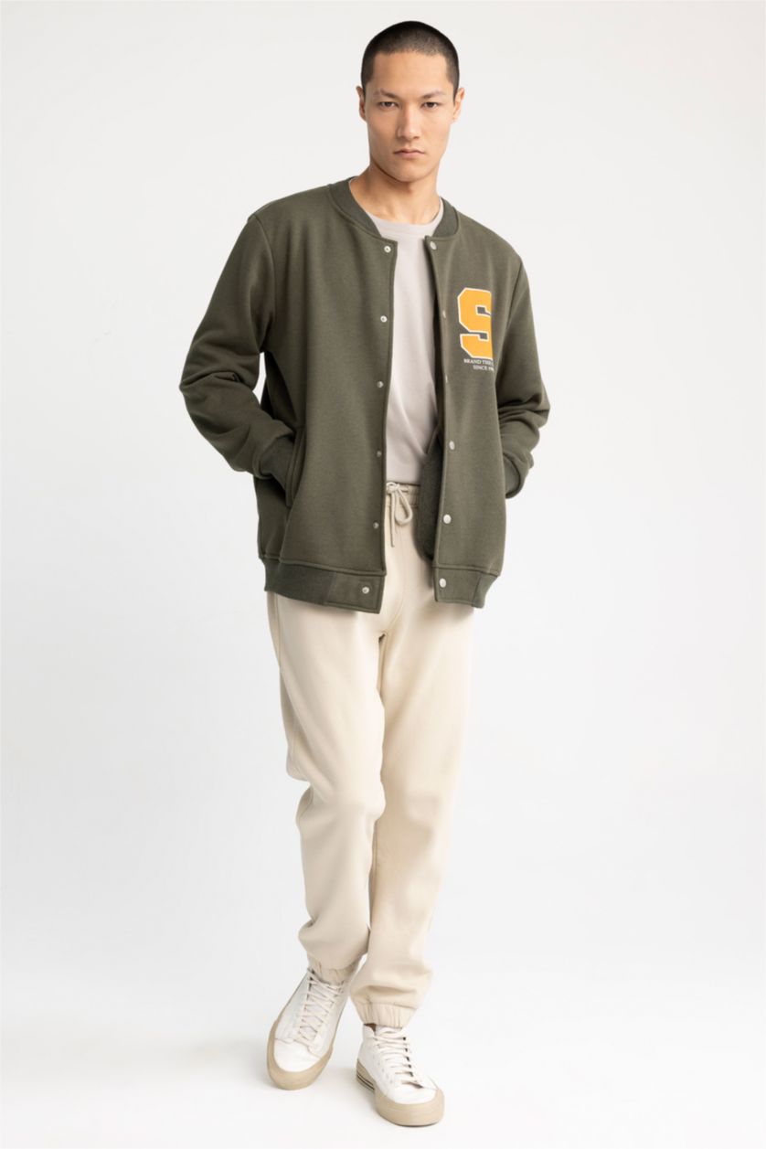 HOMME Kaki Bomber cardigan style collège coupe régulière