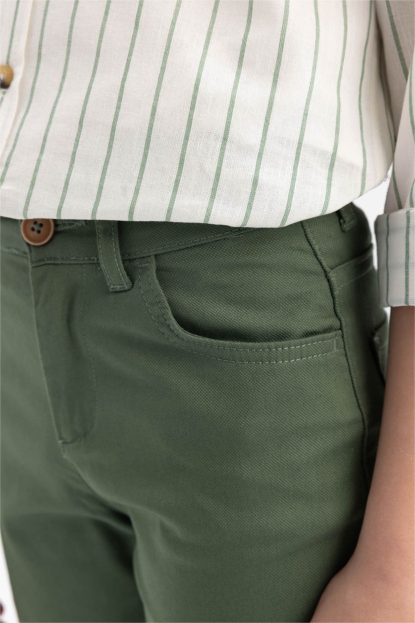 Хлопчачий Темно-зелений Брюки стандартного крою з габардину для хлопчиків