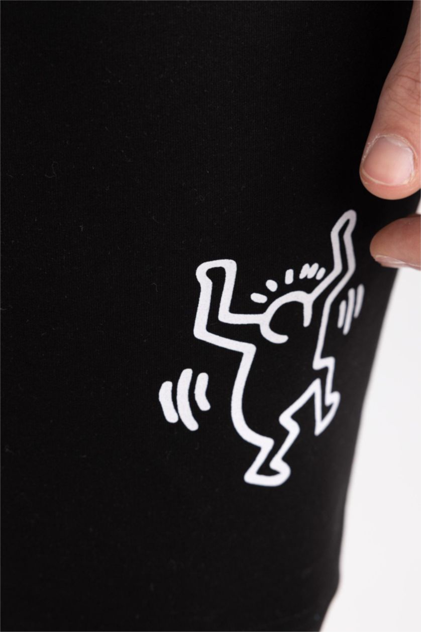 HOMME Noir Short droit Keith Haring à coupe régulière