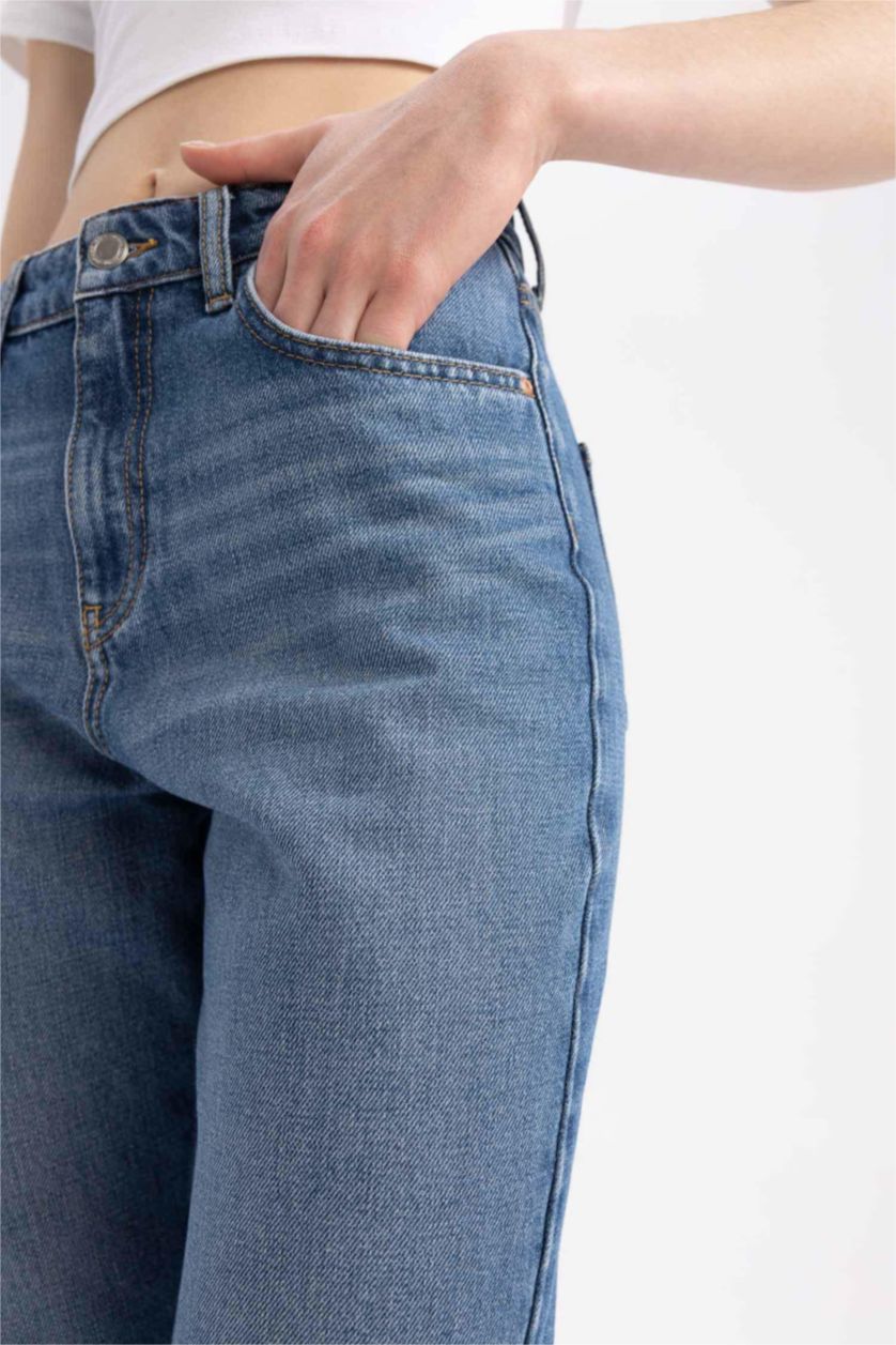 WOMAN Blue DeFacto X Wiser Wash Mom Fit Jean  Cotton Trousers