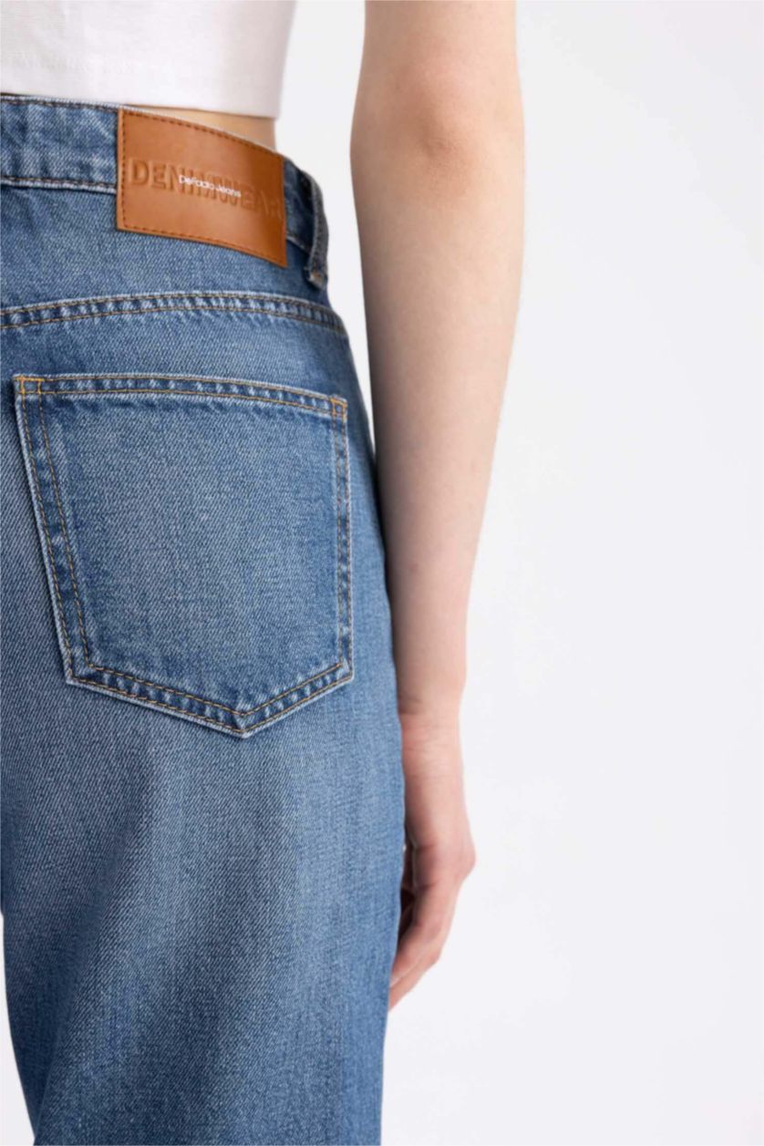 WOMAN Blue DeFacto X Wiser Wash Mom Fit Jean  Cotton Trousers