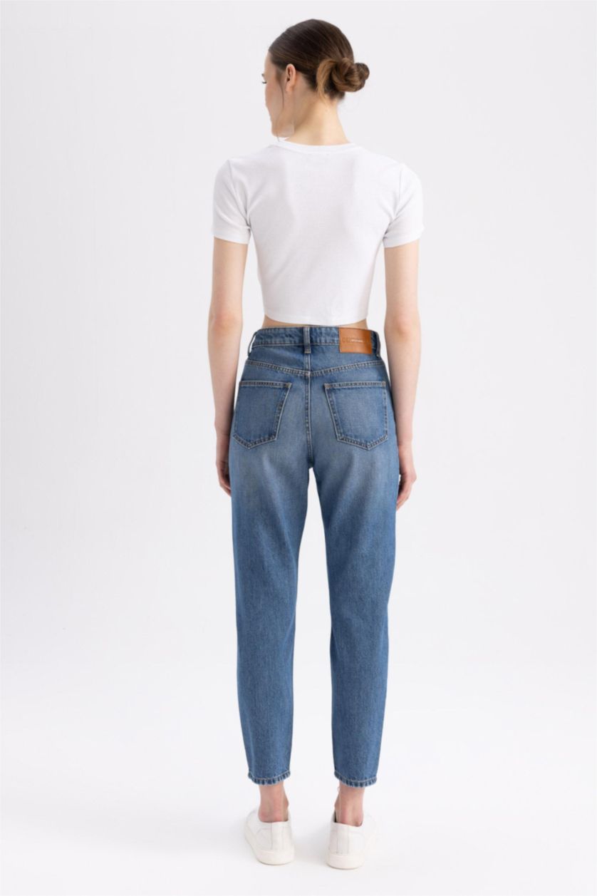 WOMAN Blue DeFacto X Wiser Wash Mom Fit Jean  Cotton Trousers