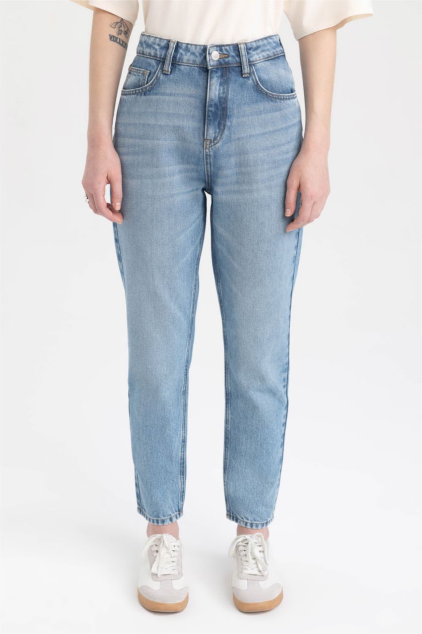 WOMAN Light Blue DeFacto X Wiser Wash Mom Fit Jeans