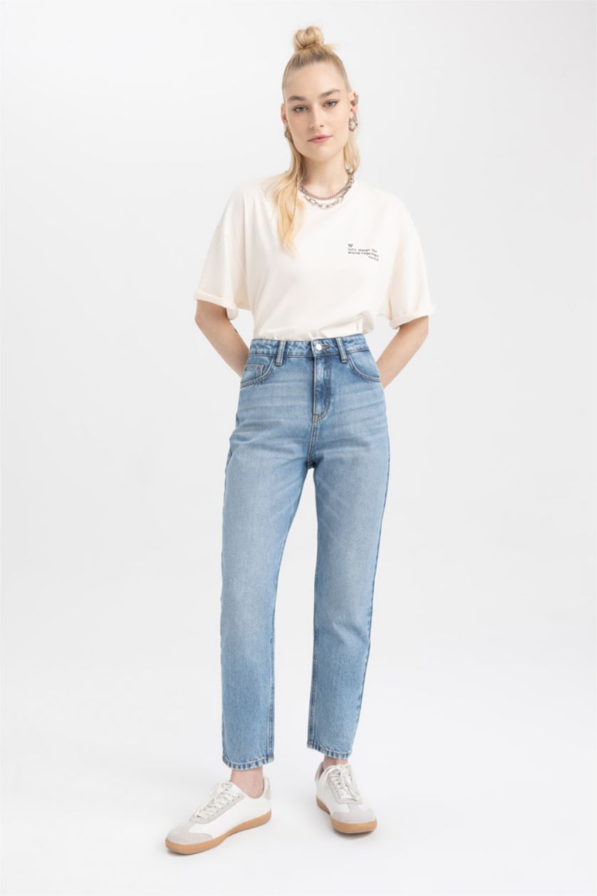 WOMAN Light Blue DeFacto X Wiser Wash Mom Fit Jeans
