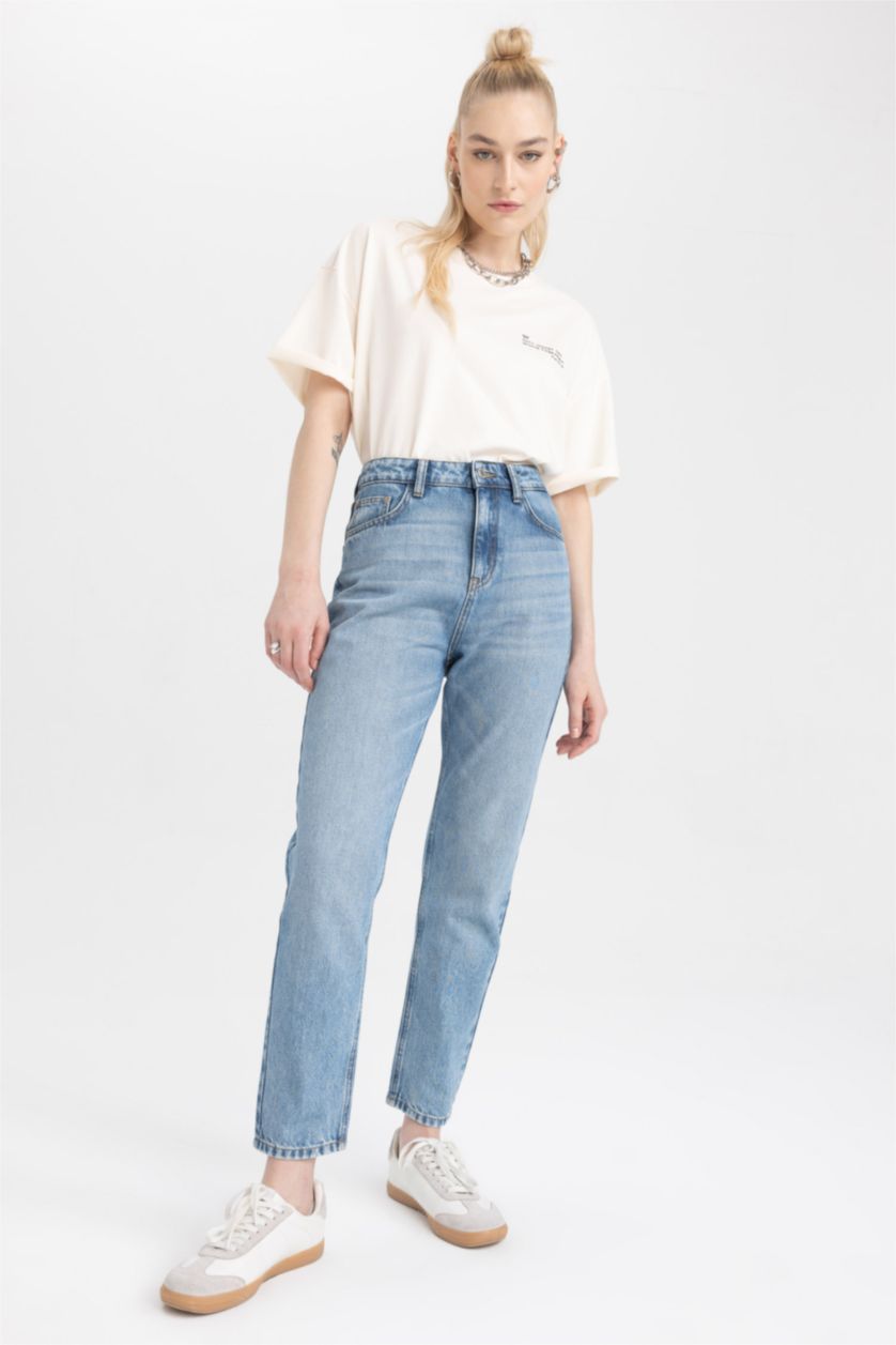 WOMAN Light Blue DeFacto X Wiser Wash Mom Fit Jeans