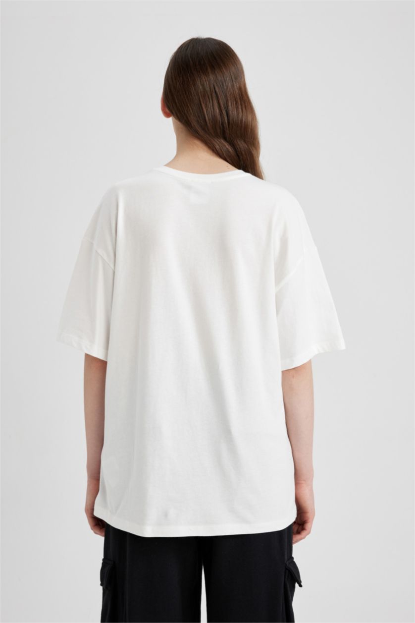 WOMAN White Coool SpongeBob Licensed Oversize Fit Printed Short Sleeve T-Shirt