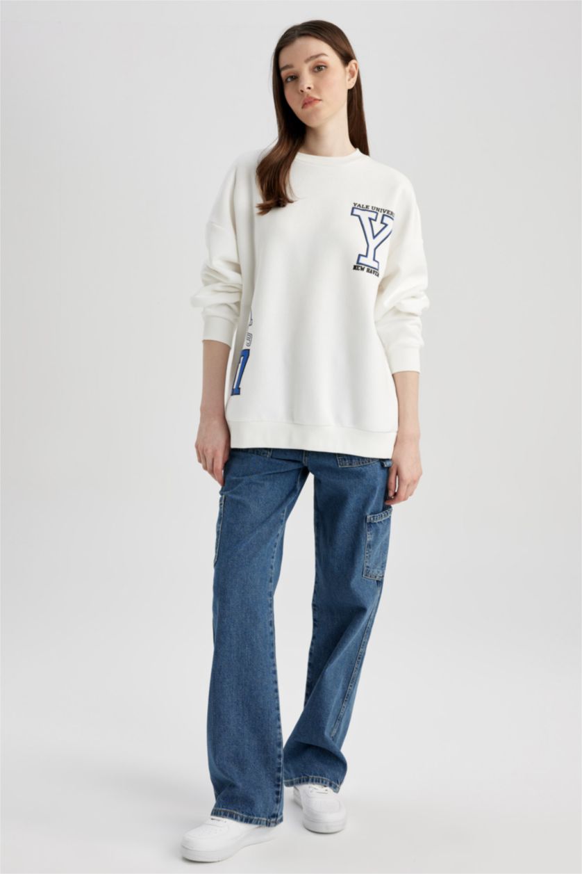نساء اوف وايت Oversize Fit Thick Sweatshirt Fabric Sweatshirt