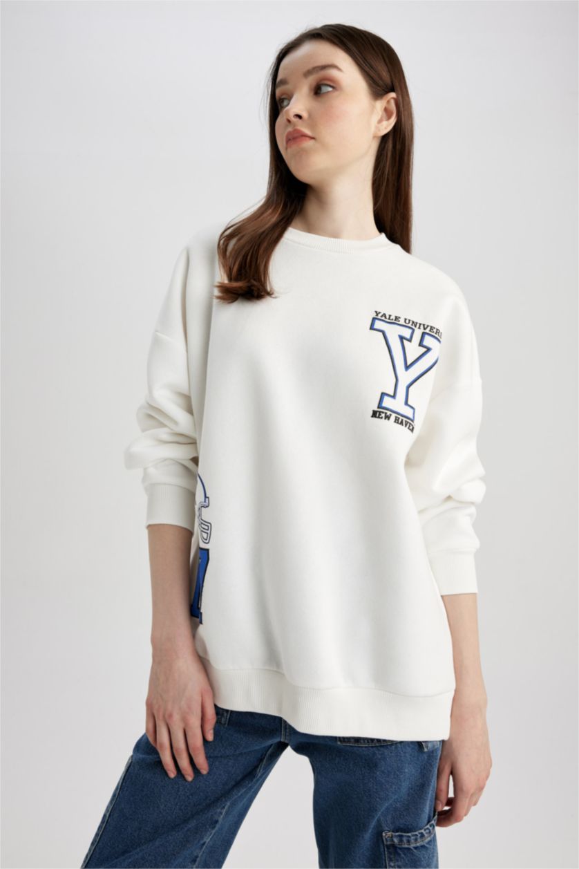 نساء اوف وايت Oversize Fit Thick Sweatshirt Fabric Sweatshirt