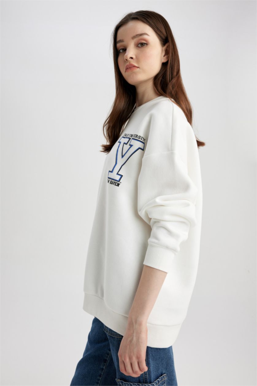 نساء اوف وايت Oversize Fit Thick Sweatshirt Fabric Sweatshirt