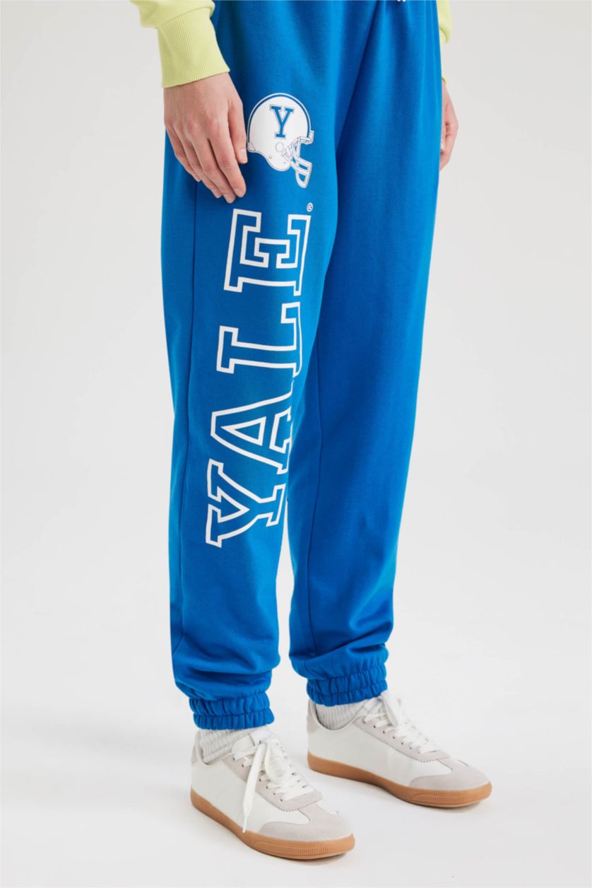 نساء أزرق فاقع بنطرون مطبوع جوجر فيت برجل عادي Yale University