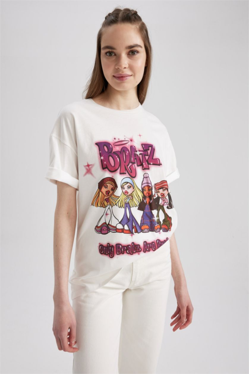 FEMME Blanc T-Shirt Oversize à Manches Courtes imprimé à Col Rond