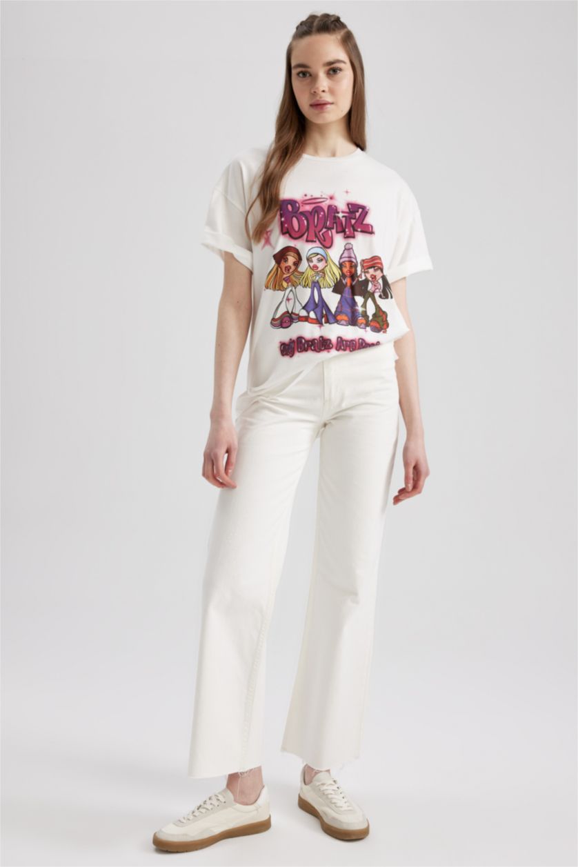 FEMME Blanc T-Shirt Oversize à Manches Courtes imprimé à Col Rond