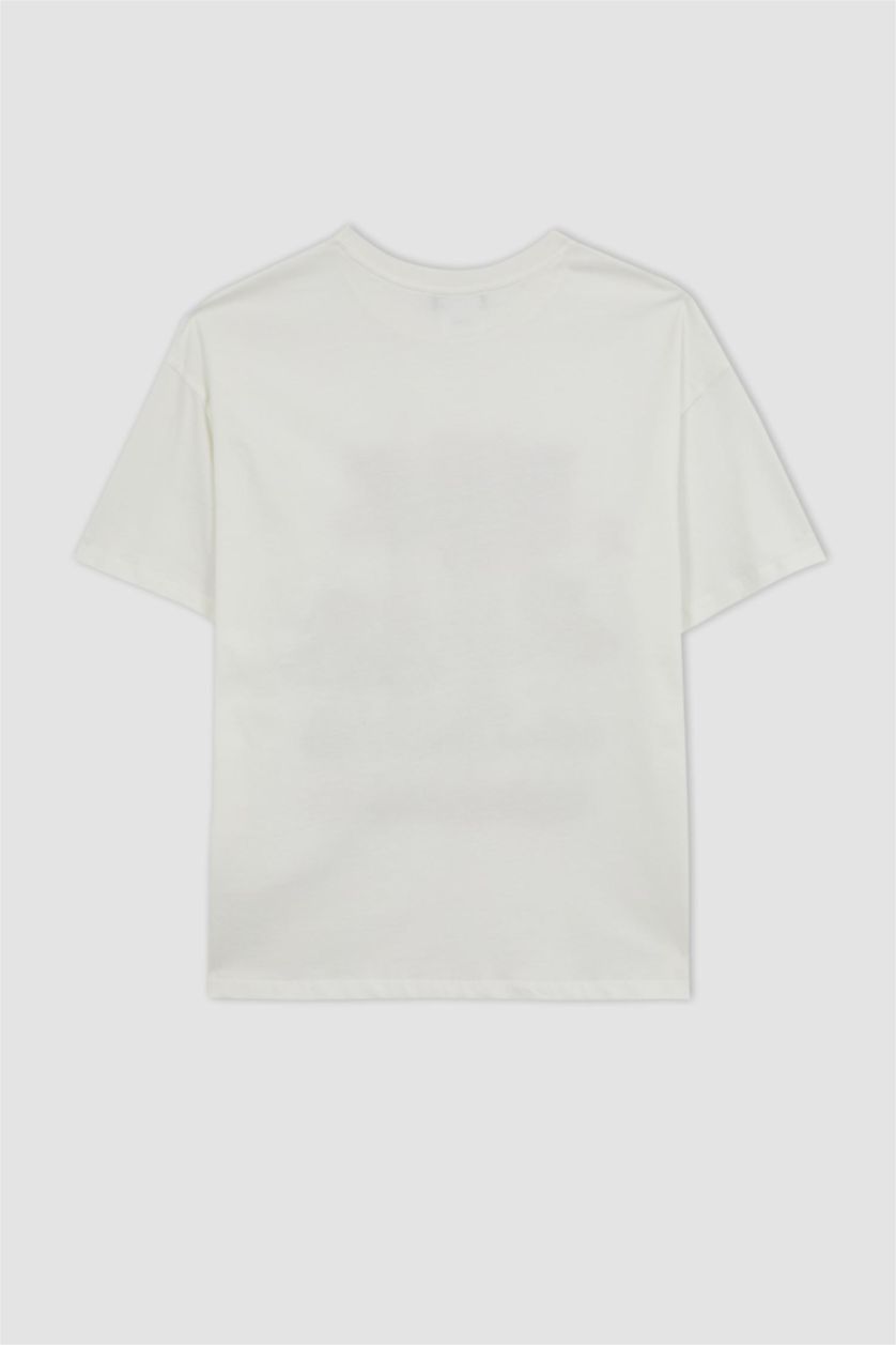 FEMME Blanc T-Shirt Oversize à Manches Courtes imprimé à Col Rond