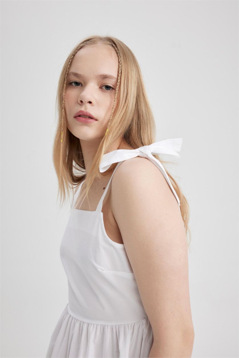 FEMME Blanc Poplin Midi Dress