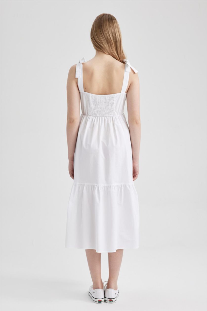FEMME Blanc Poplin Midi Dress