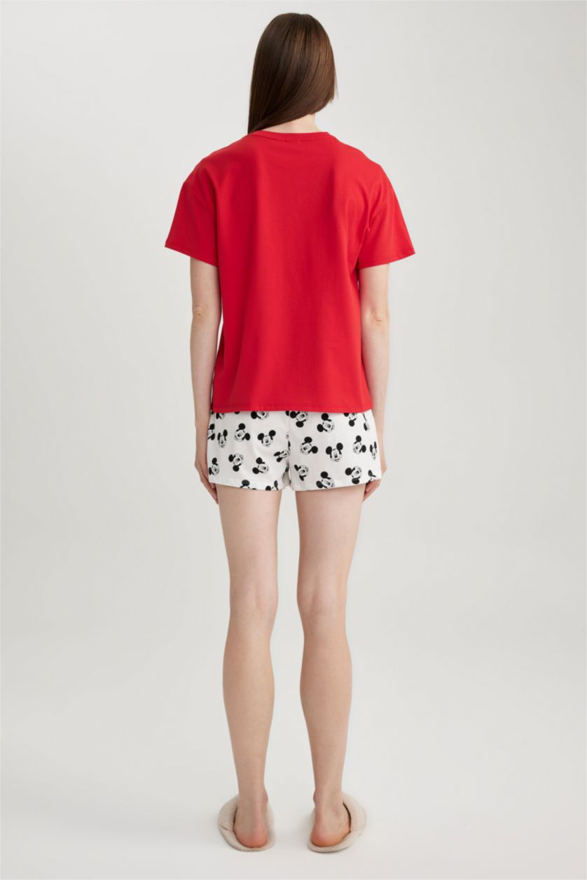 Woman Red Fall in Love Disney Mickey & Minnie Mouse Short Sleeve Shorts 2-Pajama Set