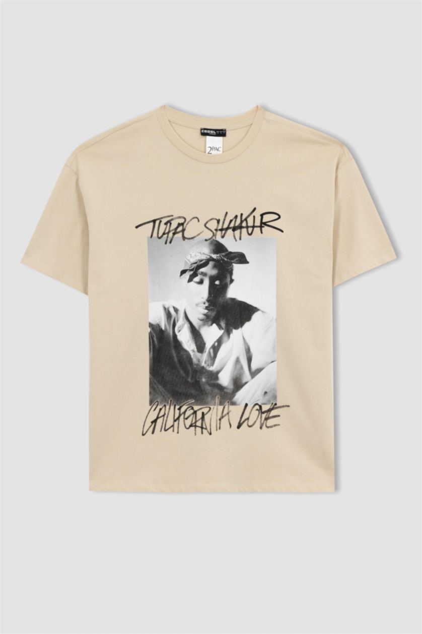 WOMAN Light Beige Coool Tupac Oversize Fit Short Sleeve T-Shirt